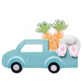 13" Glitter Easter Bunny Truck Ornament