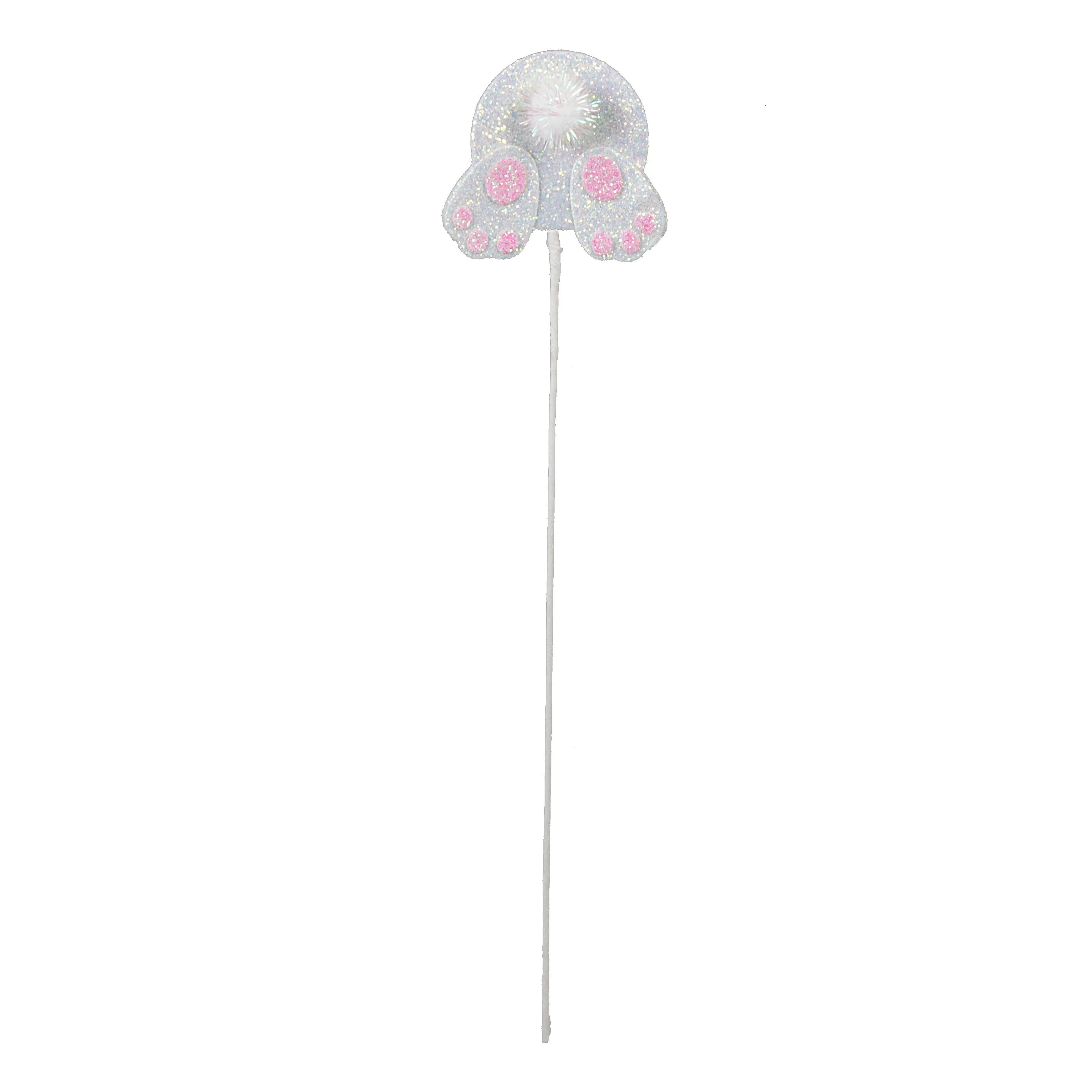 14" Glitter Bunny Bottom Pick: White & Pink