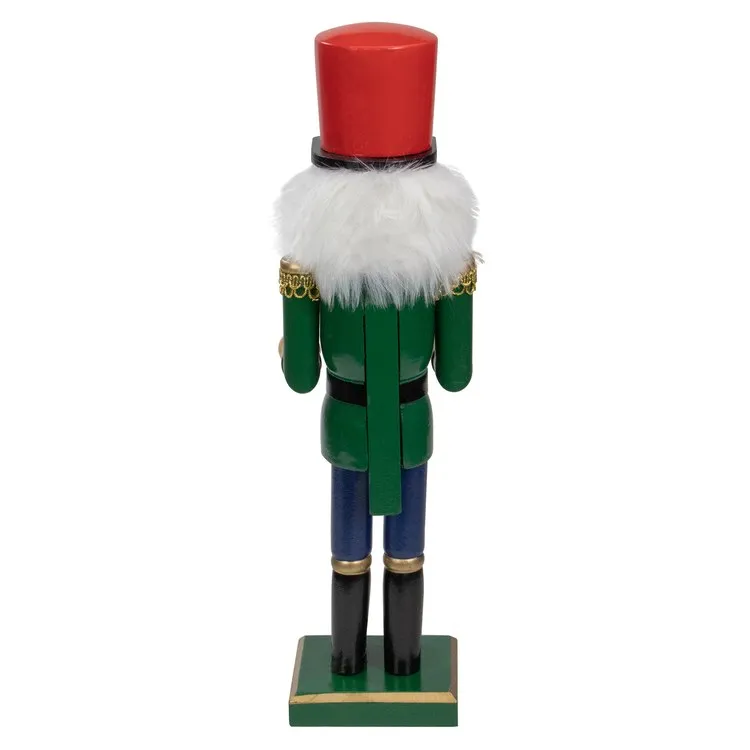 14" Green and Red Traditional Standing Drummer Christmas Nutcracker