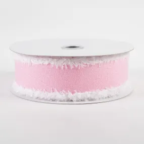 1.5" Crystal Shine Fuzzy Edge Ribbon: Pink & White (10 Yards)