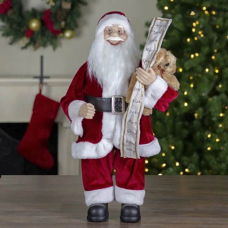 24" Standing Santa Christmas Figurine with Christmas Tree