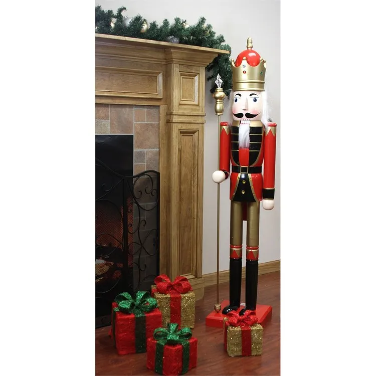 5' Red and White Commercial-Grade Christmas Nutcracker with Scepter