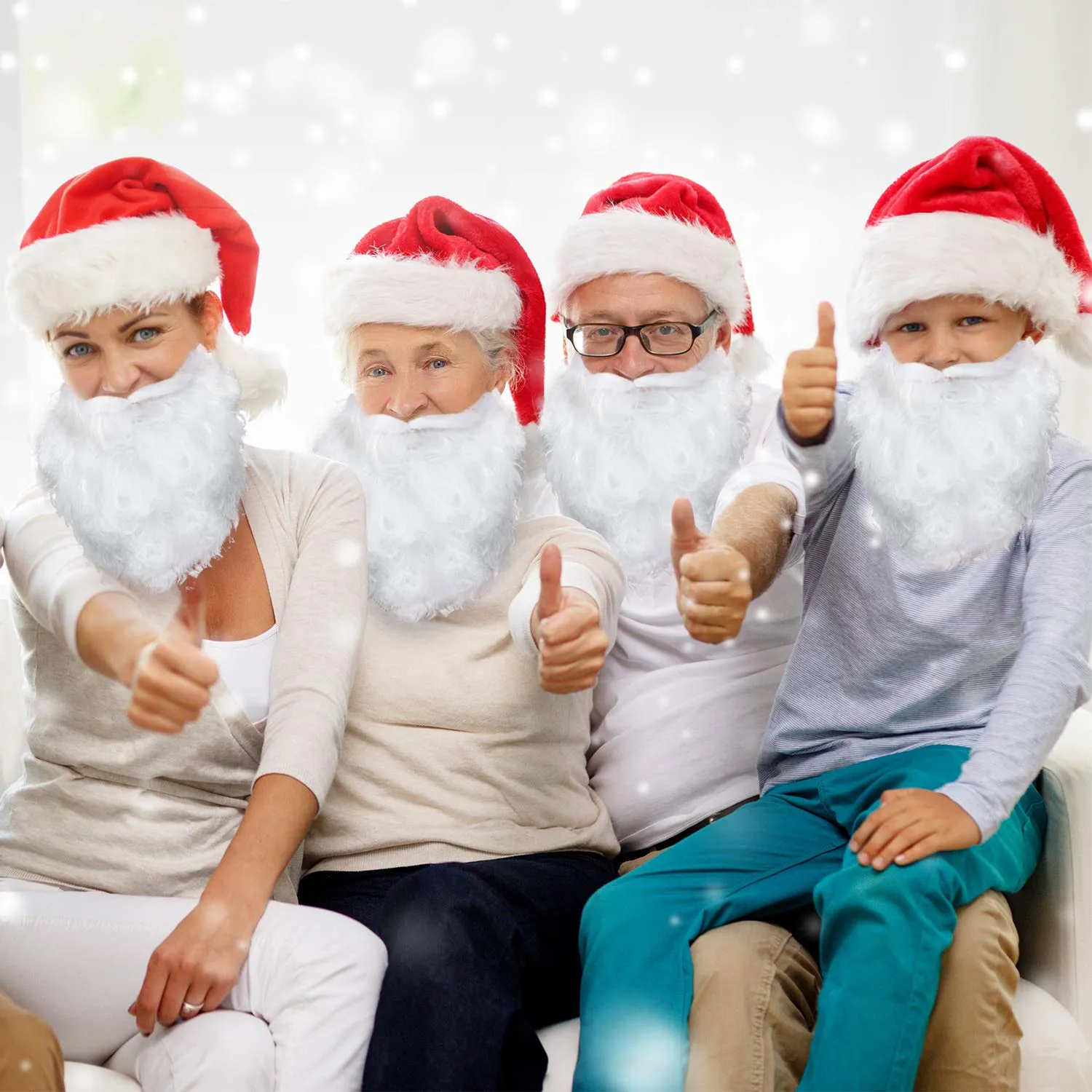 6 Pieces Funny Fake Beard Fake White Beard Costume for Cosplay Party Supplies