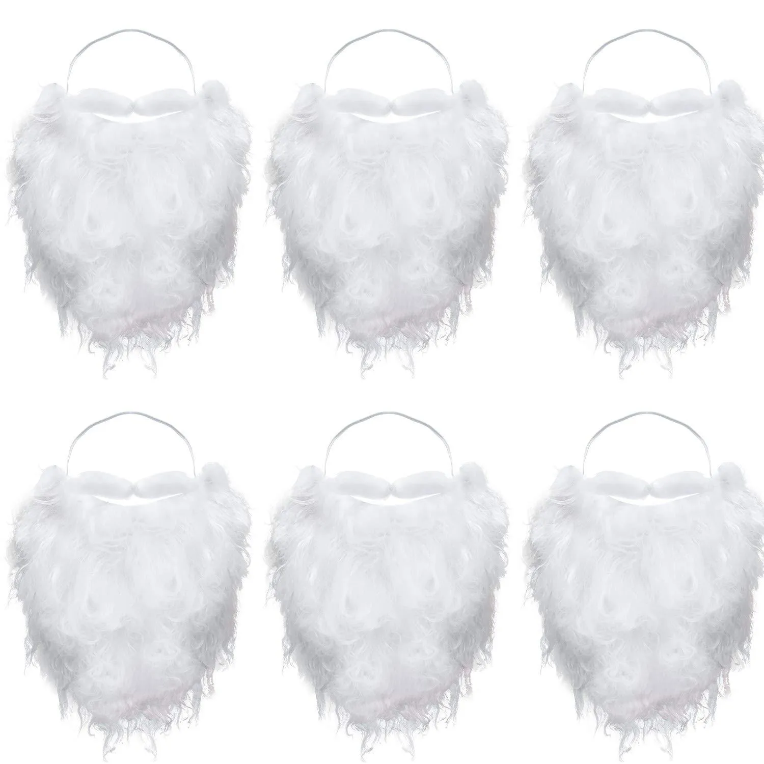 6 Pieces Funny Fake Beard Fake White Beard Costume for Cosplay Party Supplies