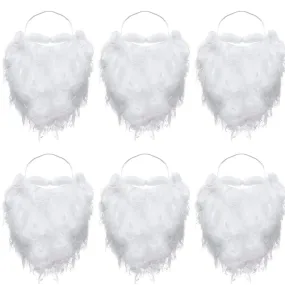 6 Pieces Funny Fake Beard Fake White Beard Costume for Cosplay Party Supplies