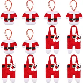 Asdomo 12PCS Christmas Flatware Silverware Holders Santa Claus Suit Design Xmas Table Decoration Knife Fork Cutlery Set Bags Tableware Holder Pockets
