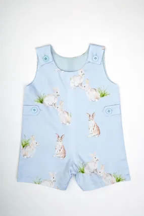 Bella & Emma Baby Boys Blue Bunny Shorts Overalls