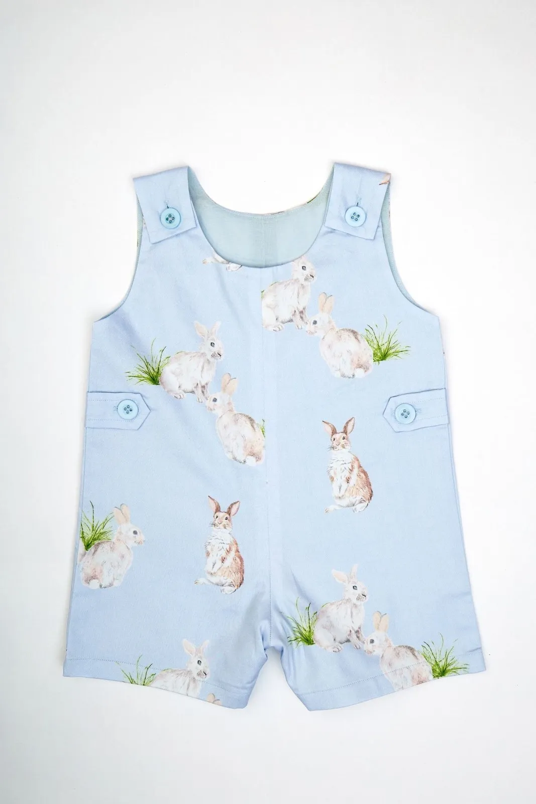 Bella & Emma Baby Boys Blue Bunny Shorts Overalls