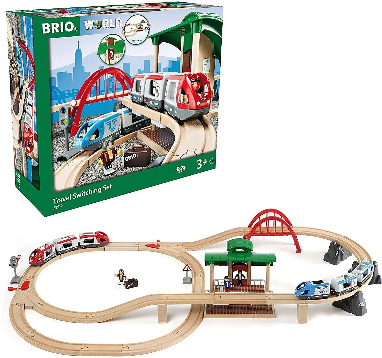BRIO Travel Switching Battery Operated Set 42pcs Large Set 3yrs 