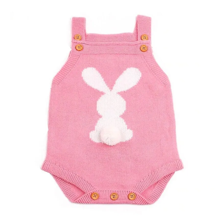 Bunny Tail Knit Romper