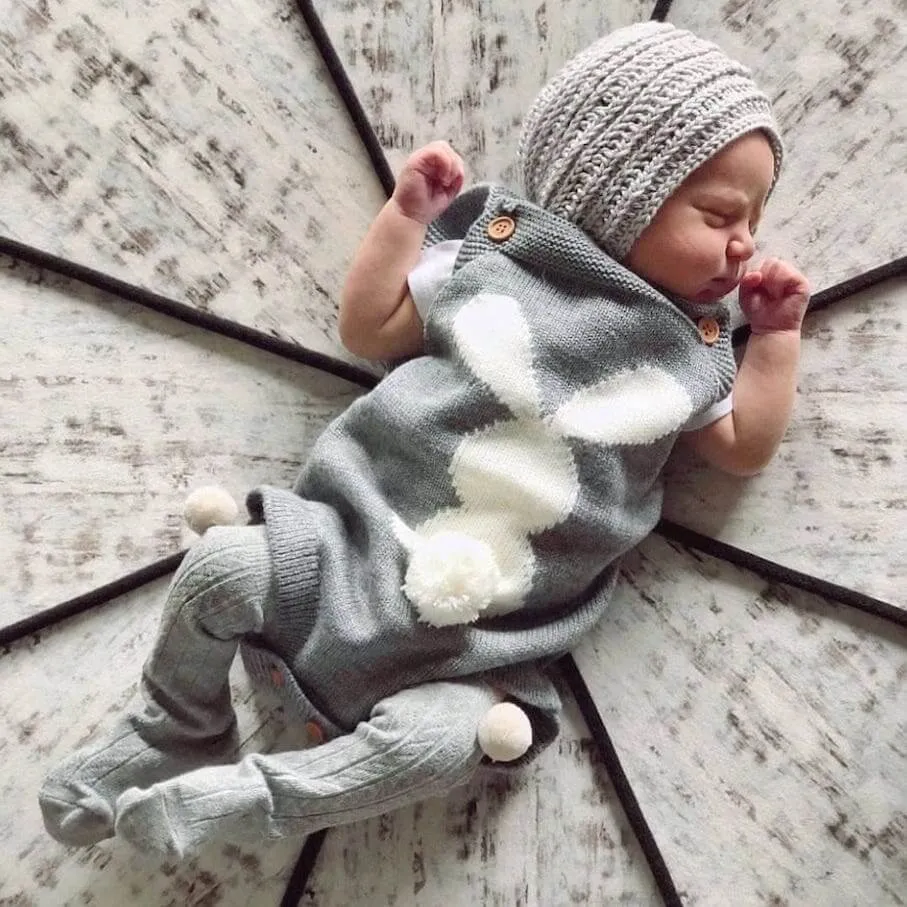Bunny Tail Knit Romper