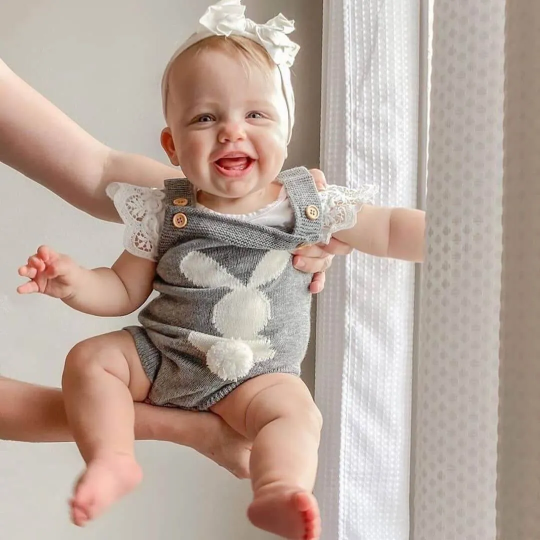 Bunny Tail Knit Romper