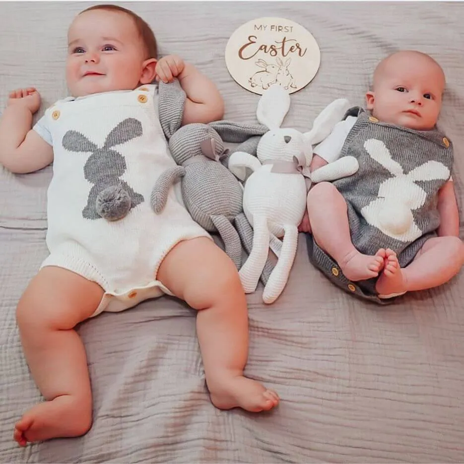 Bunny Tail Knit Romper