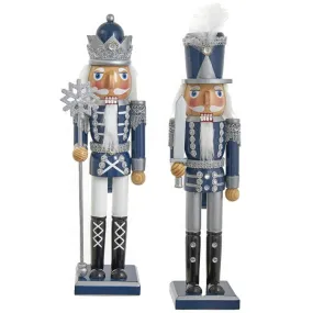 Dark Blue and Silver Nutcrackers Set of 2 Assorted