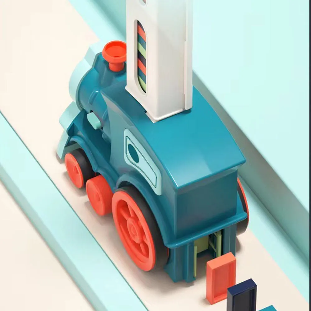 Domino Electric Train Toy Set with Sound Kids Construction Stacking Toys-Blue