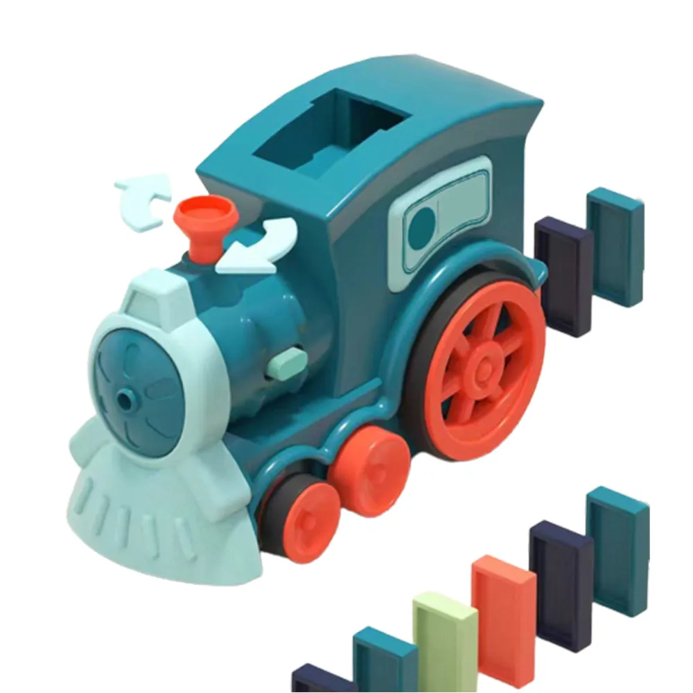 Domino Electric Train Toy Set with Sound Kids Construction Stacking Toys-Blue