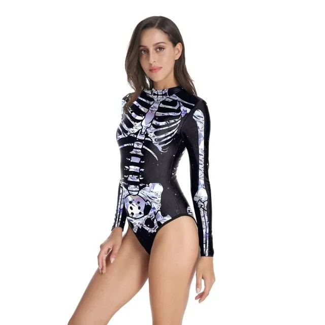 Halloween Costumes Vintage Skeleton Rose Scary Costumes Skinny Jumpsuit Bodysuit 2019 halloween
