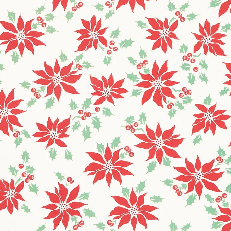 Holly Jolly - Poinsettia Snow Yardage