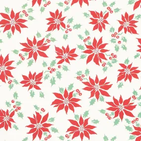 Holly Jolly - Poinsettia Snow Yardage