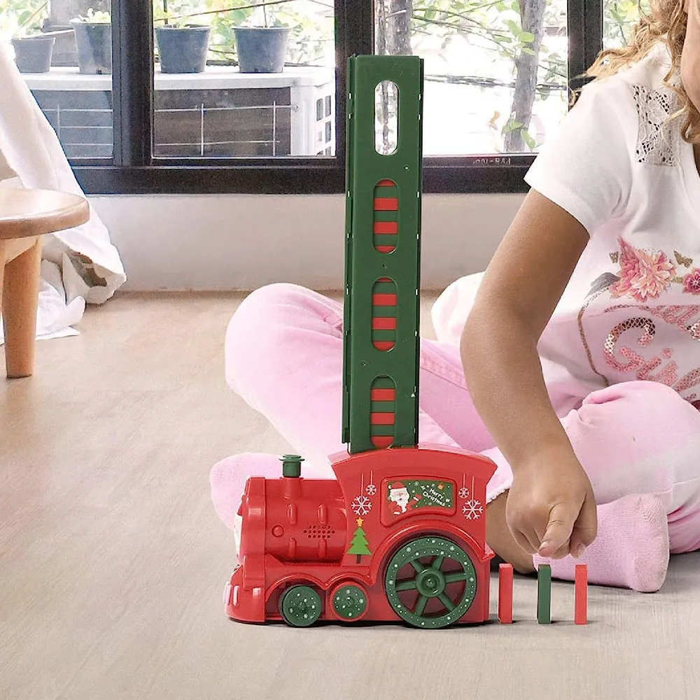 Kids Domino Electric Train Toy Set with Sound Kids Construction Stacking Toys Christmas Gift Toy