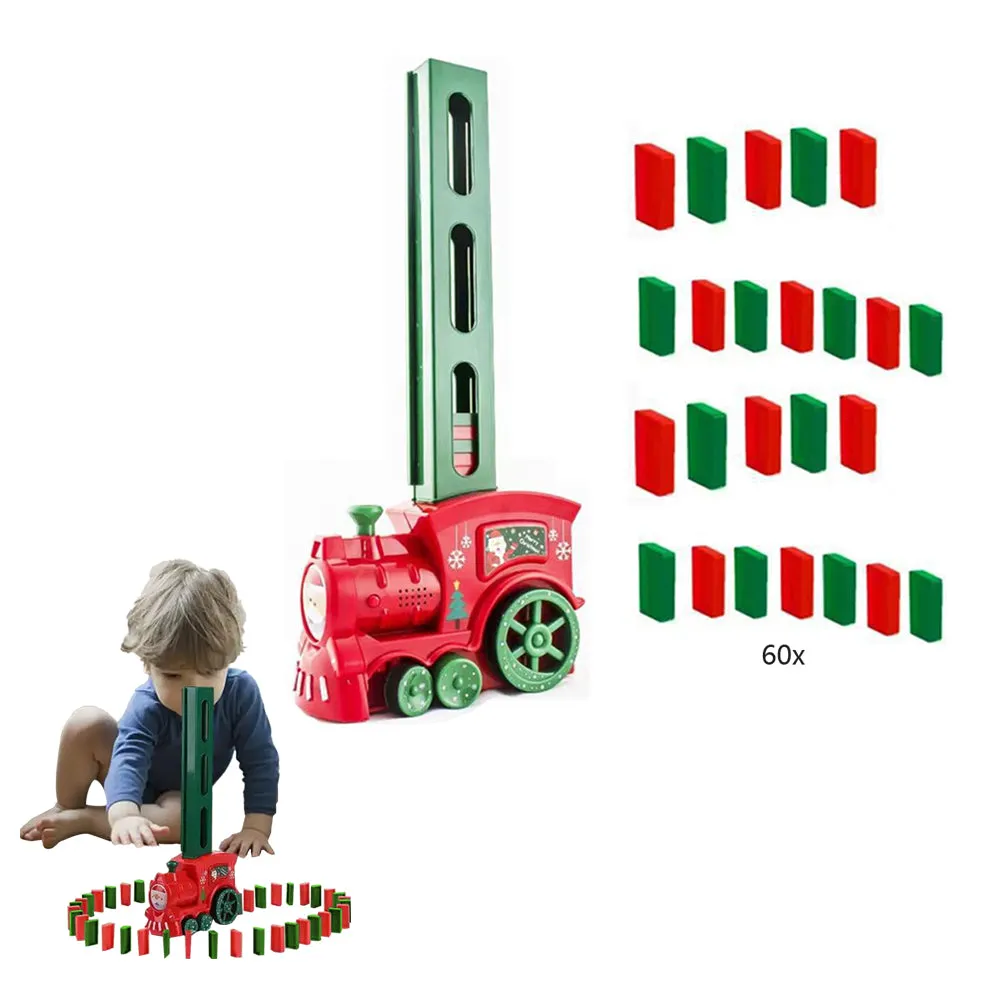 Kids Domino Electric Train Toy Set with Sound Kids Construction Stacking Toys Christmas Gift Toy