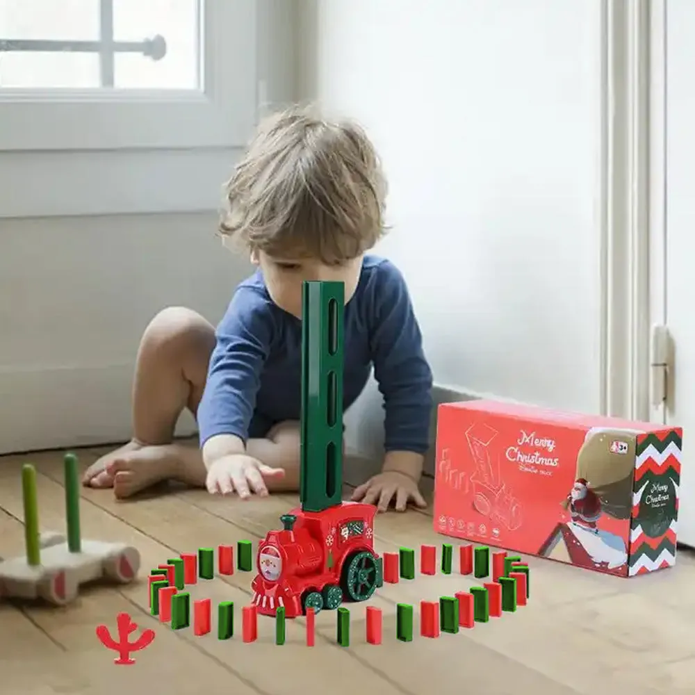 Kids Domino Electric Train Toy Set with Sound Kids Construction Stacking Toys Christmas Gift Toy