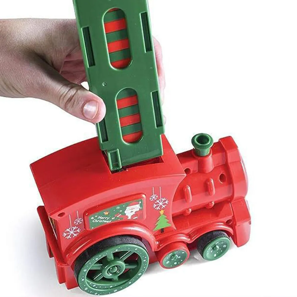 Kids Domino Electric Train Toy Set with Sound Kids Construction Stacking Toys Christmas Gift Toy