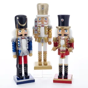 Kurt Adler 10-Inch Wooden Gold, Blue and Red Soldier Sequins Nutcracker Tablepiece, C5871