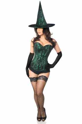 Lavish 3 PC Spellbound Green Lace Witch Corset Costume