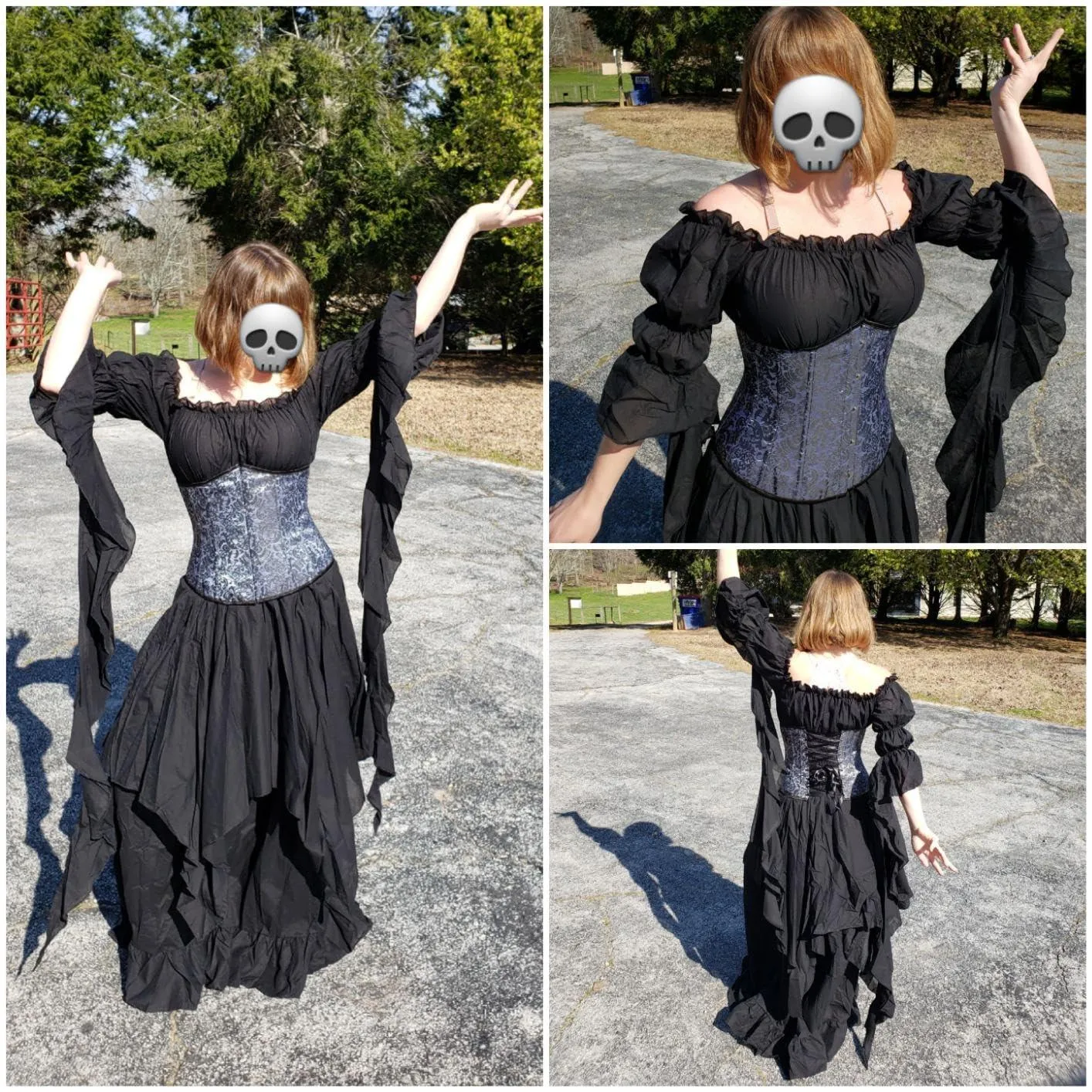 Medieval Strapless Dress-Victorian Elastic Waist Witch Dress Renaissance High-Low Maxi Dresses