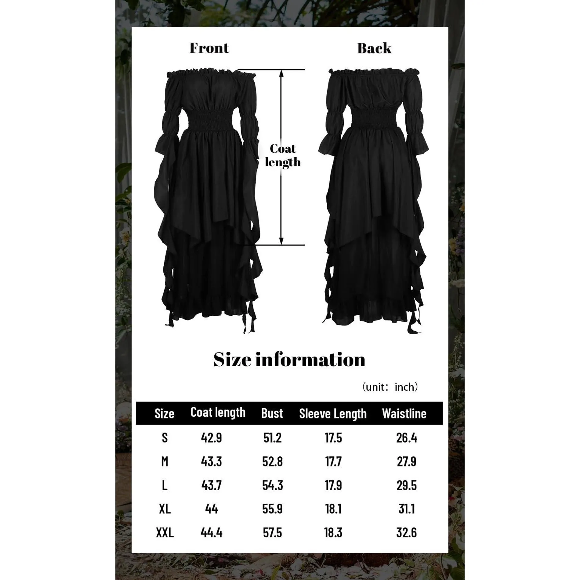 Medieval Strapless Dress-Victorian Elastic Waist Witch Dress Renaissance High-Low Maxi Dresses