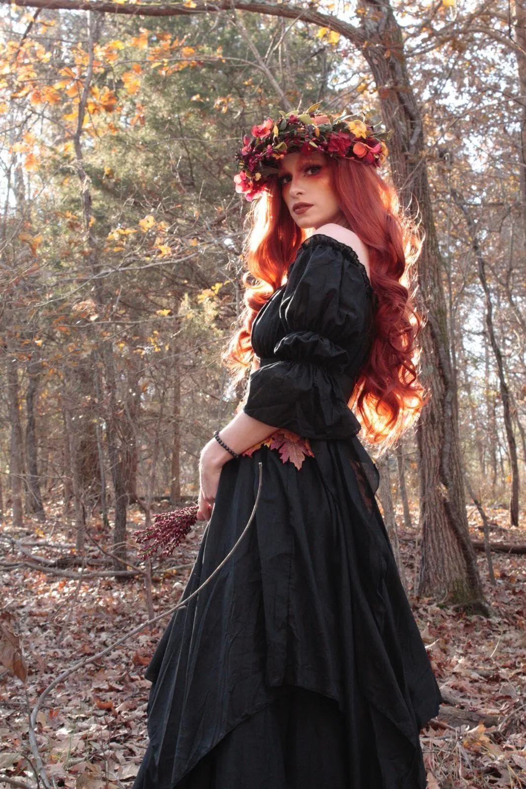 Medieval Strapless Dress-Victorian Elastic Waist Witch Dress Renaissance High-Low Maxi Dresses