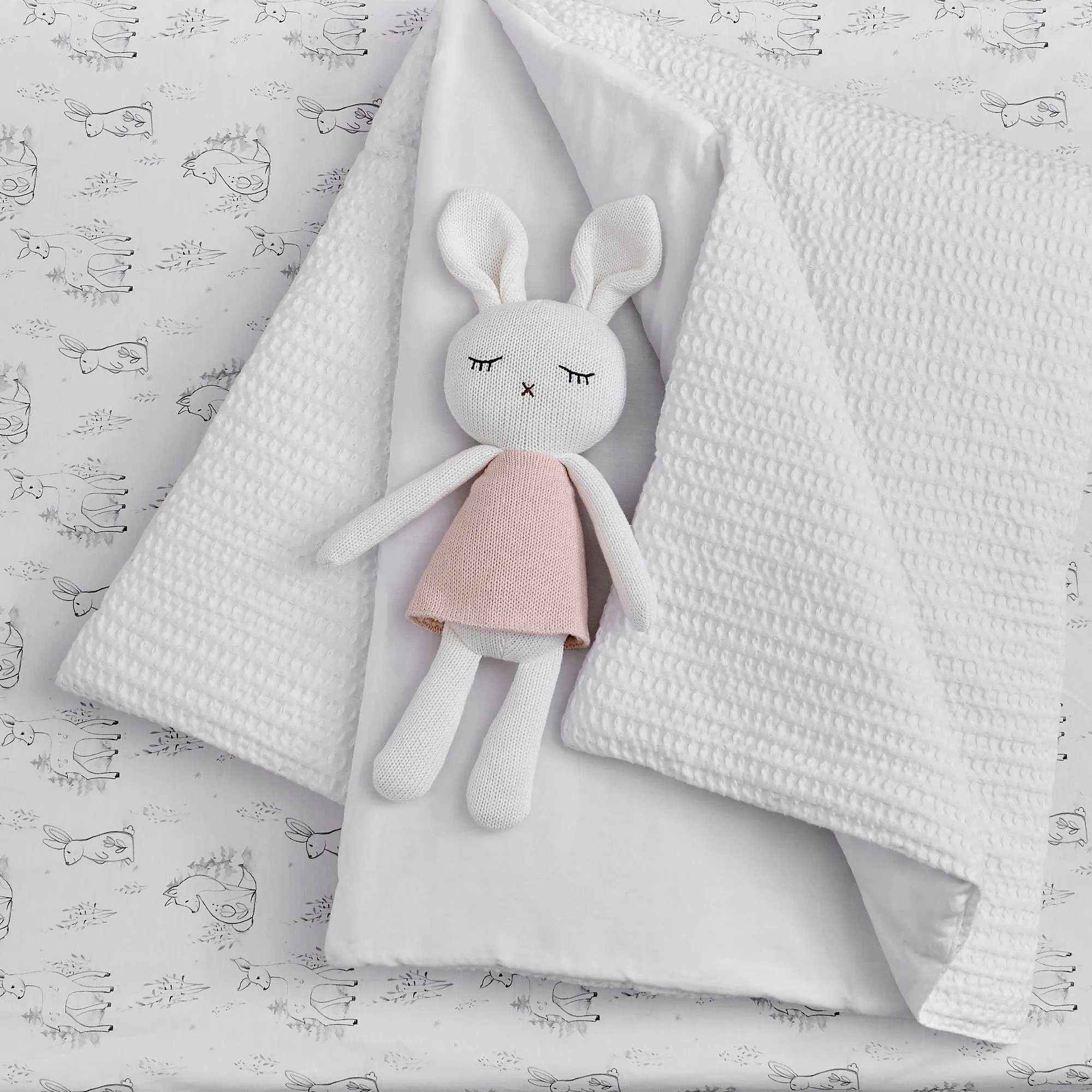 Mills Waffle Pink Bunny Plush