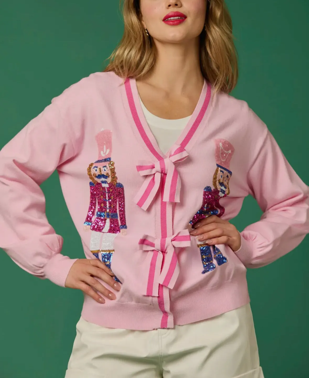 Nutcracker Sequin Cardigan Pink
