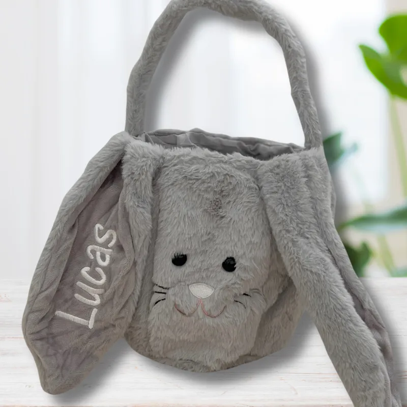Personalised Easter Bunny Basket - Grey