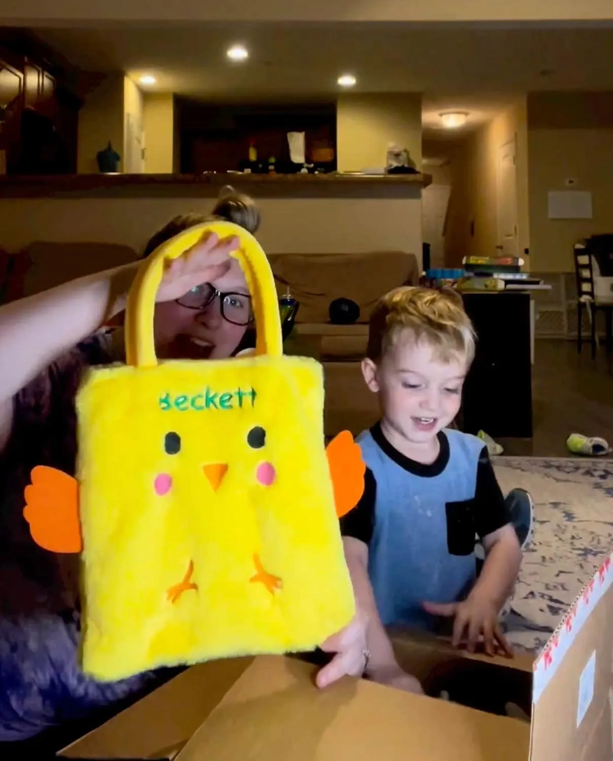 Personalized Plush Easter Egg Hunt Bags - Chick