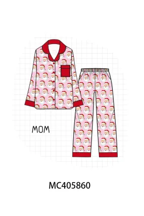 Pink Christmas Santa Claus Women Pajamas Set