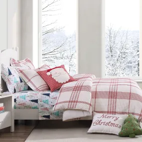 premium Peppermint Plaid - Decorative Pillow (18 x 18in.) - Santa - Red and Cream Twin Twin