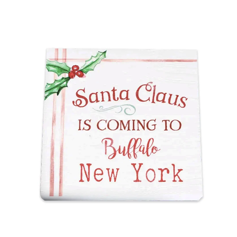 "Santa Claus Is Coming to Buffalo" Wooden Sign