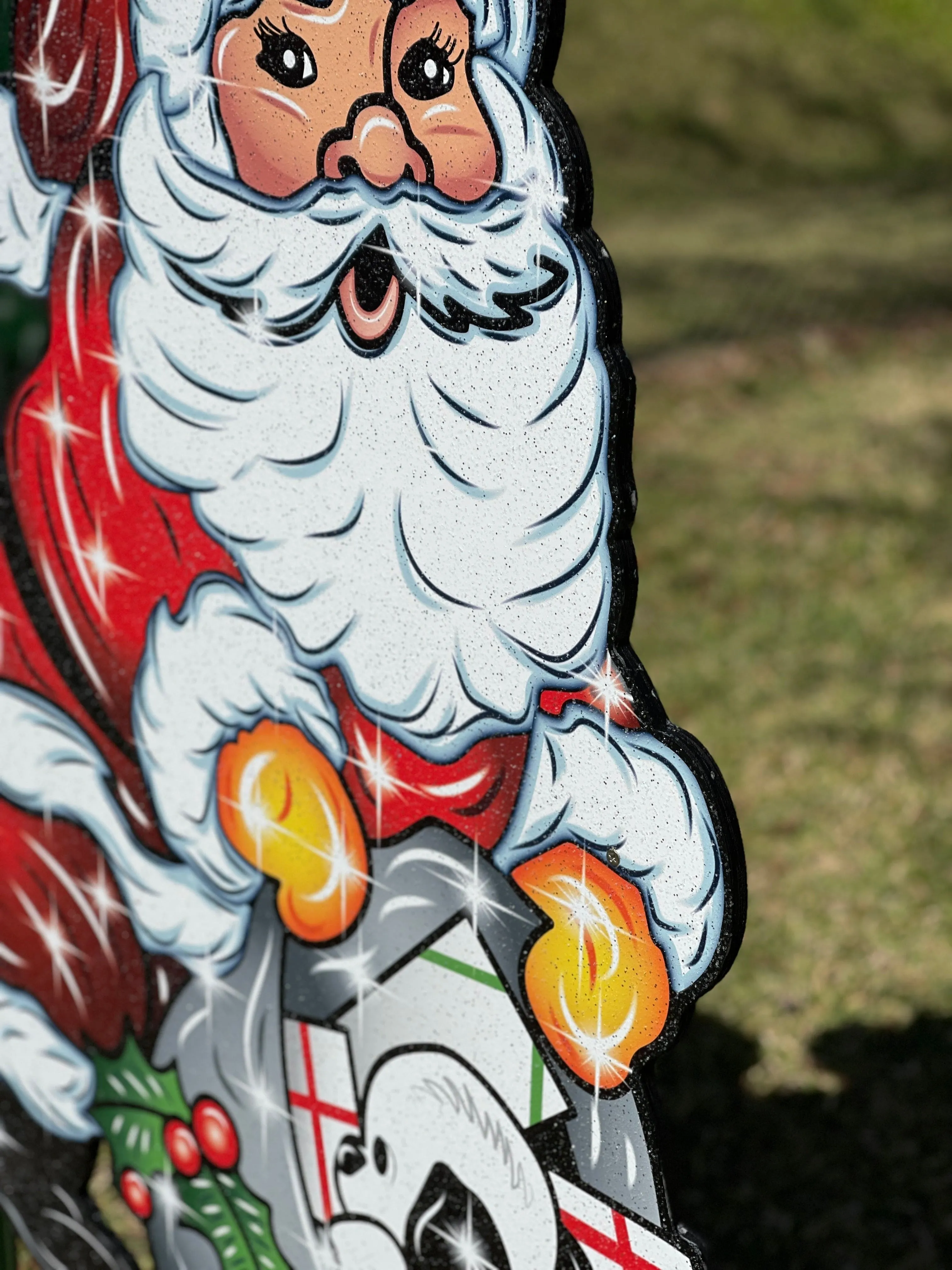 Santa Claus with Dog Yard Sign Outdoor Decoration