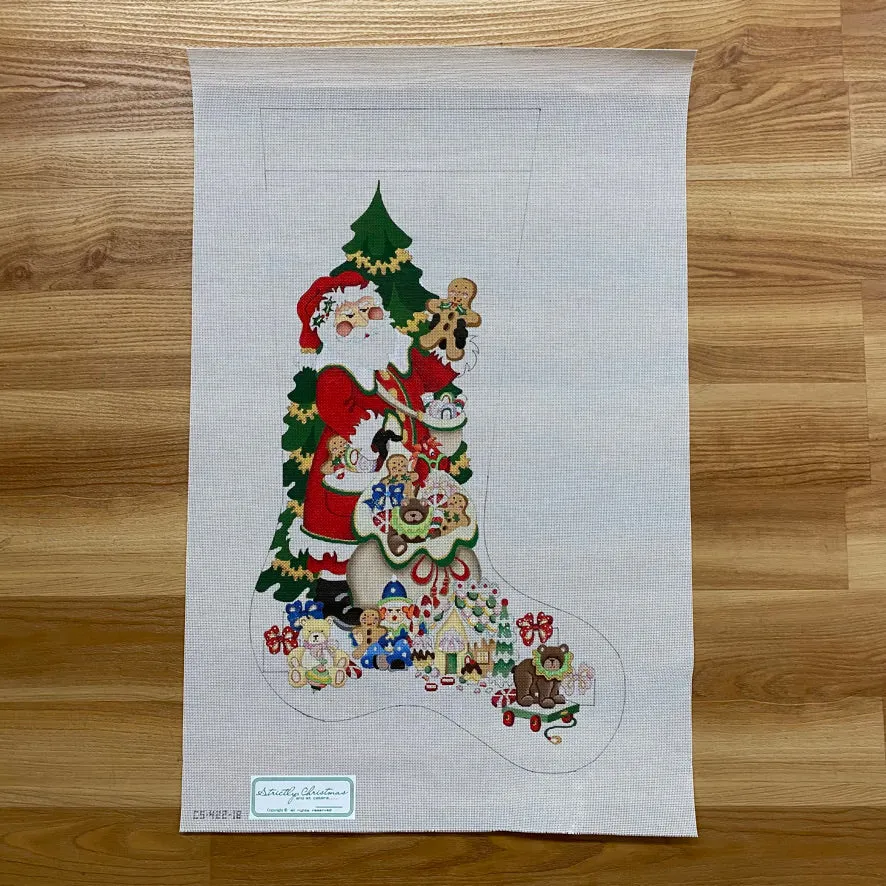 Santa with Gingerbread Stocking Canvas