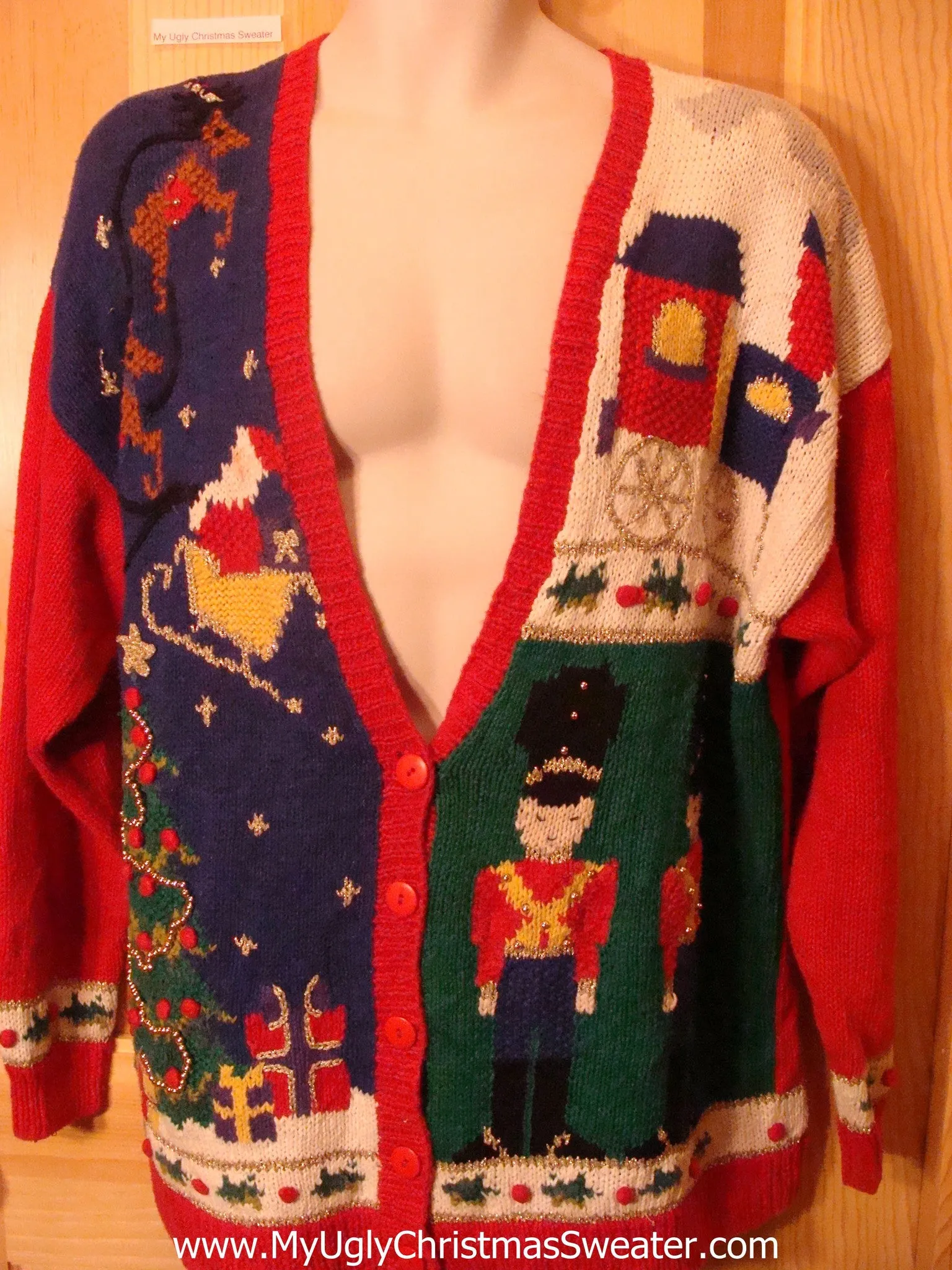 Ugly Christmas Sweater 80s Nutcracker Reindeer Santa